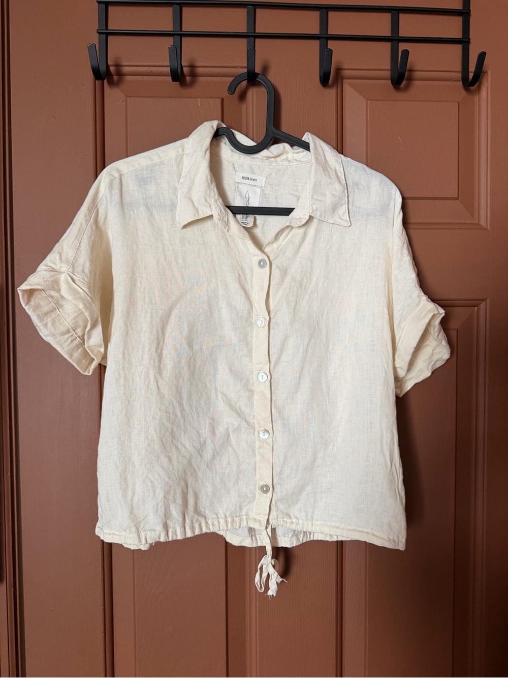 Linen Short-Sleeve Button-Down Shirt